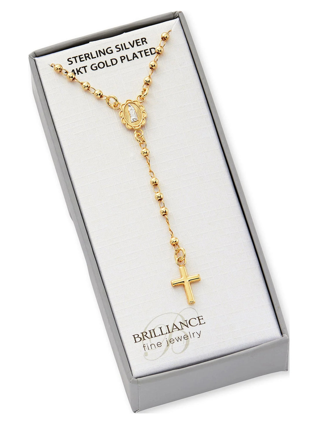 14K Gold Plated Sterling Silver Beaded Rosary Necklace for Girls – Faith Jewelry Gift