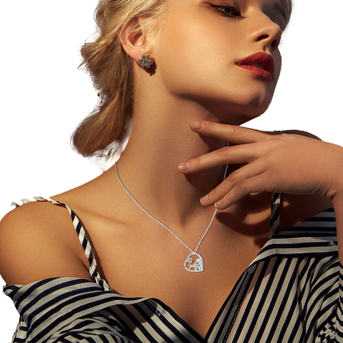 Heart Dog Pendant Necklace – 925 Sterling Silver