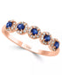 Sapphire & Diamond Cluster Band – 1/3 Ct. T.W. Sapphire, 1/6 Ct. T.W. Diamonds, 14K Rose or White Gold