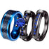 Matching Couple Rings – Black Gold Plated 1CT Blue CZ Wedding Ring Set with Male Ring