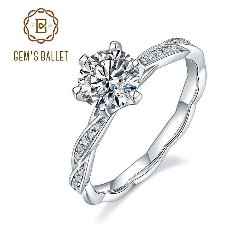 6.5mm 1.0Ct Pink, Blue, or Yellow Moissanite Ring – 925 Sterling Silver Wedding &amp; Engagement Ring for Women