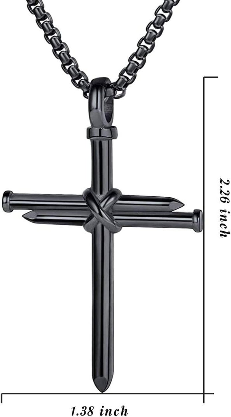 Men’s Nail Cross Necklace – Stainless Steel Christian Pendant Jewelry Gift