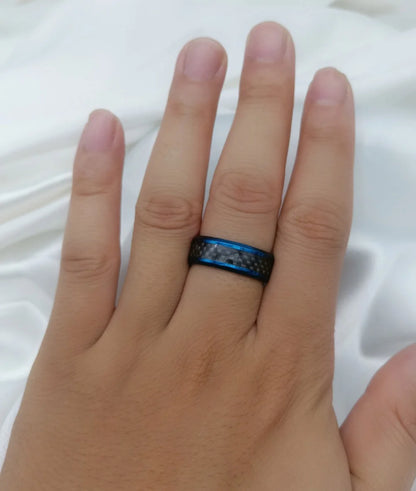 Matching Couple Rings – Black Gold Plated 1CT Blue CZ Wedding Ring Set with Male Ring