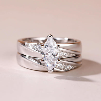Bridal Wedding &amp; Engagement Ring Set for Women – 925 Sterling Silver with 1.6Ct Center Stone + 0.32Ct Side Accents