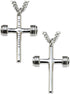 Men’s 14K Gold Plated & Stainless Steel Dumbbell Cross Pendant Necklace – Inscribed with John 19:30 | Faith & Fitness Christian Gift