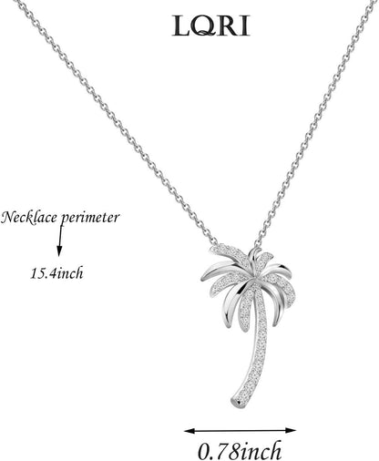 Tropical Beach Palm Tree Pendant Necklace – CZ Crystal Hawaii Bridal Jewelry | Beach Wedding &amp; Bridesmaid Gift