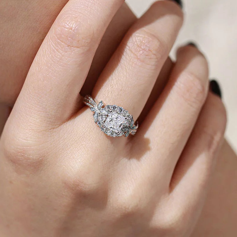 Matching Couple Rings – 10Kt White Gold Plated CZ Wedding Ring Set for Women &amp; Men