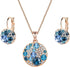 Austrian Crystal Round Disc Pendant Necklace & Earrings Set – 14K Gold Plated, Hypoallergenic Jewelry for Women