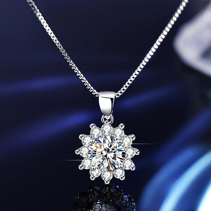 1 Carat Moissanite Pendant Necklace – 925 Sterling Silver with 18K Gold Plating, Dainty Diamond Jewelry for Women