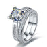 2 Carat Princess Cut Moissanite Wedding Set – Bridal Engagement Ring, Channel & Cluster Design in 18K White Gold over Silver
