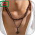 YANCHUN Men’s Puka Shell Necklace – Black Beaded Necklace for Casual & Holiday Wear