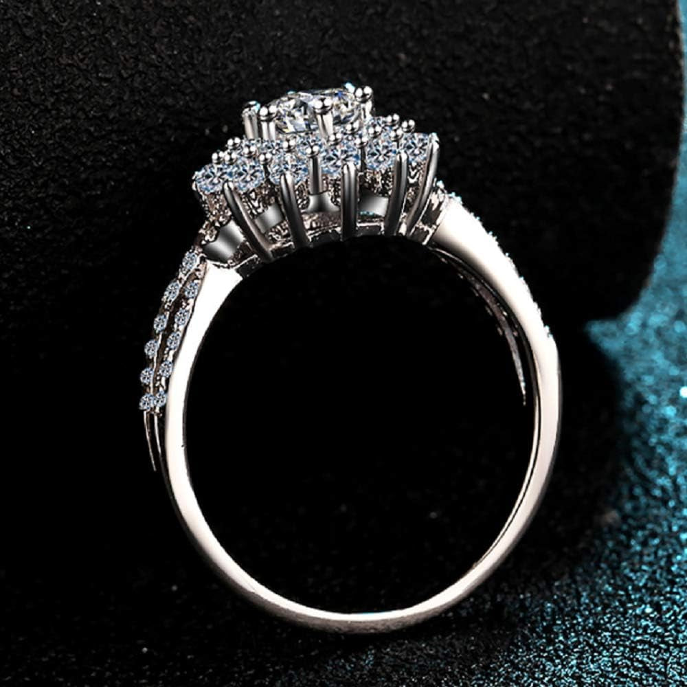 Flower Engagement Ring for Women – 1 Carat (CTW) Moissanite in 925 Sterling Silver | Wedding, Anniversary &amp; Promise Ring