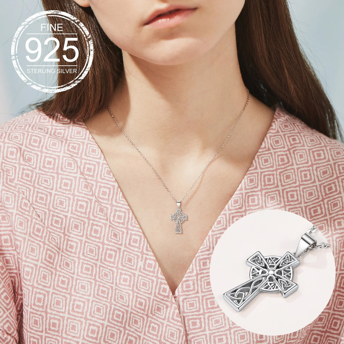 Sterling Silver Vintage Pendant | Christian Irish Jewelry | Protective Amulet Gift for Mother’s Day, Birthday, or Christmas