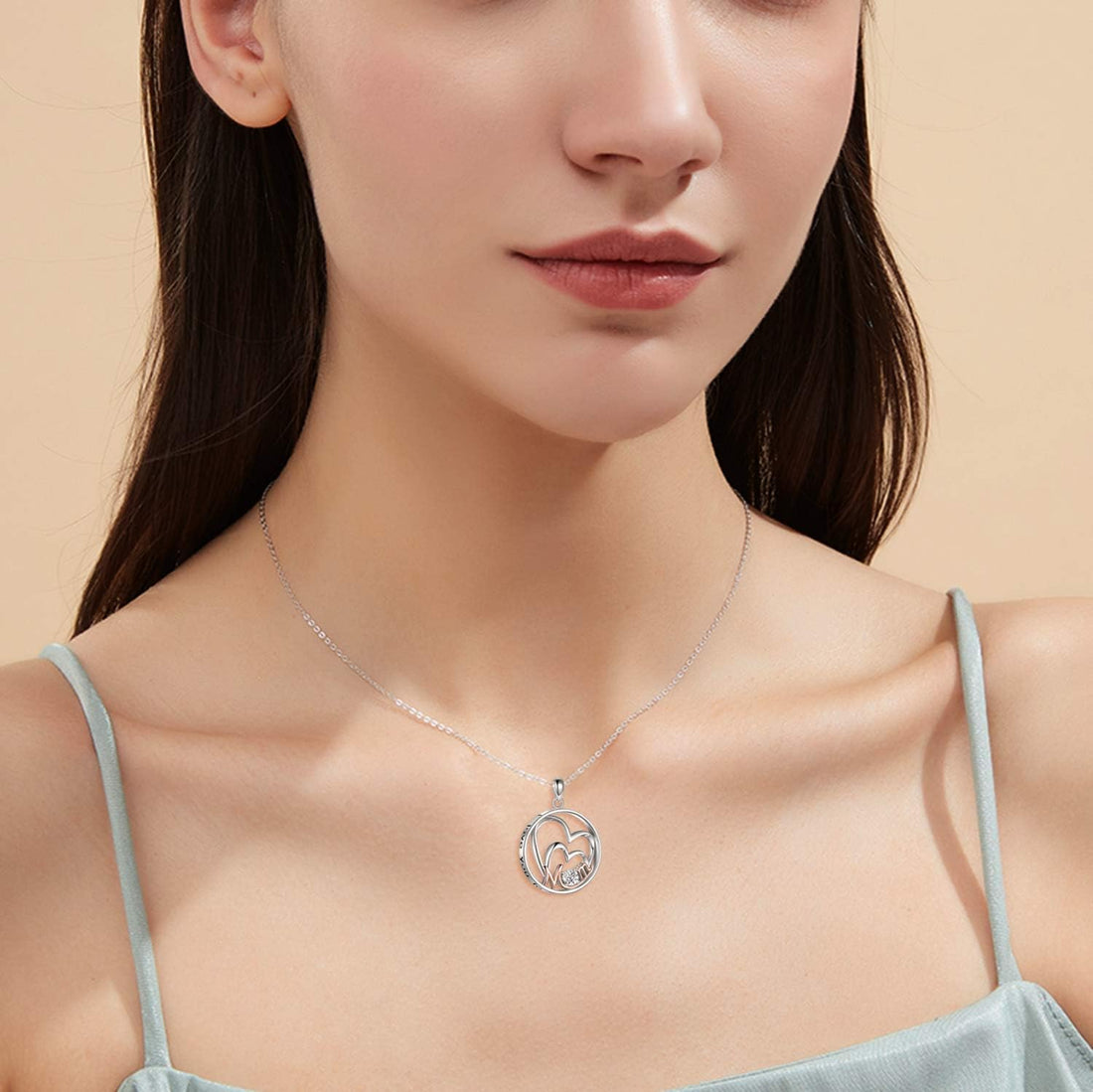 Mother’s Day Gift – Sterling Silver Mother &amp; Daughter Pendant Necklace, Heart Jewelry for Mom, Nana, Wife, or New Mother