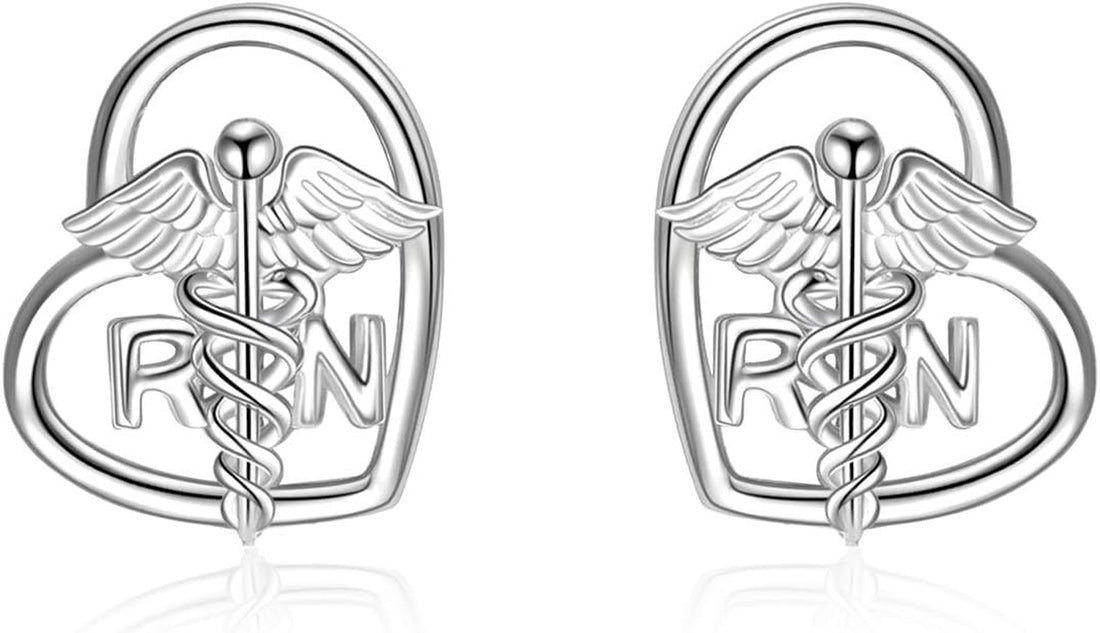 Nursing Themed Stud Earrings – Sterling Silver Jewelry Gift for Nurses