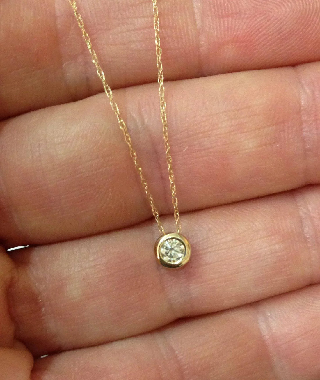 Pompeii 1/3 Ct Diamond Round Brilliant Cut Solitaire Pendant Necklace – 14K Yellow Gold