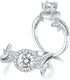 1.38 Carat Halo Moissanite Engagement Ring – Platinum Plated 925 Sterling Silver Ring for Women | Elegant Moissanite Bridal Jewelry