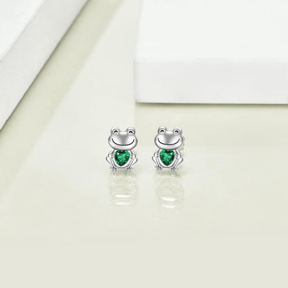 Cute Animal Stud Earrings – Sterling Silver Frog, Jewelry Gift for Women