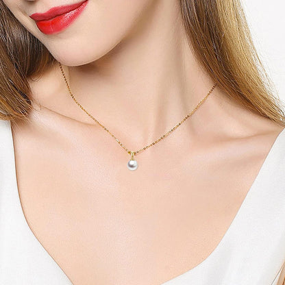 14K Gold Pearl Necklace for Women with 18K Gold Pendant – Freshwater Cultured Pearl, Real Gold Jewelry Gift for Mother, Wife, or Girlfriend, 16&quot;-18&quot;