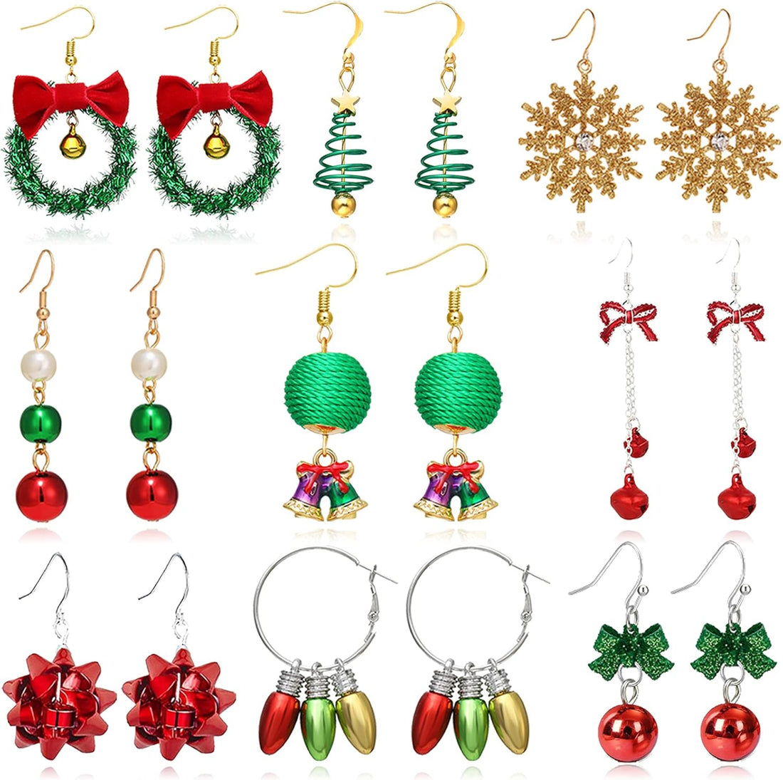 🎄 Christmas Earrings for Women – Stocking Stuffers Holiday Jewelry Set  Festive Dangle Earrings with Christmas Tree, Snowflake, Bow &amp; Bell Designs – Perfect Xmas Gifts &amp; Accessories