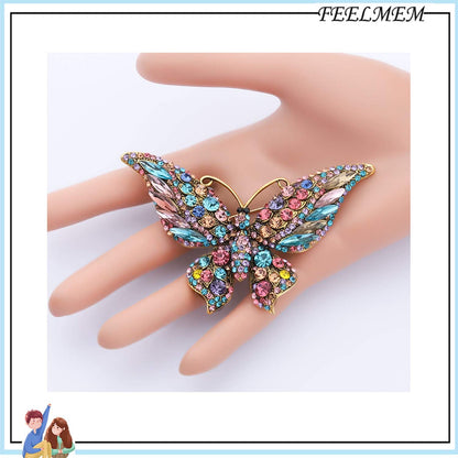 💎 Crystal Rhinestone Butterfly Brooch Pin – Blue Elegant Butterfly Brooch for Women | Wedding, Banquet &amp; Birthday Party Jewelry Accessory