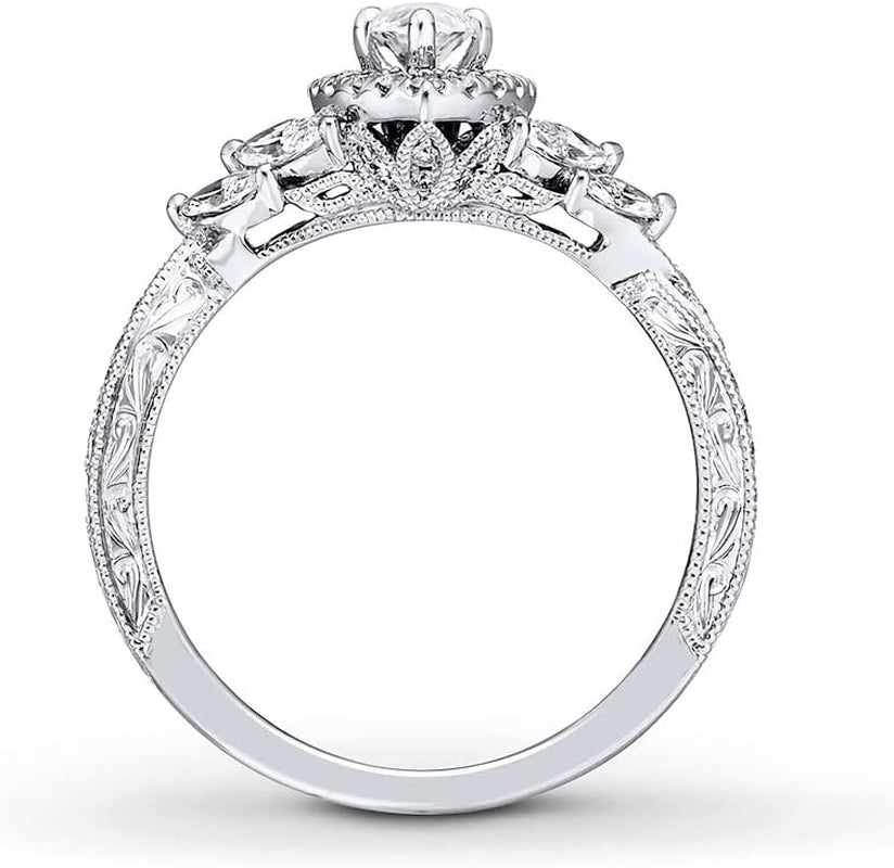 1.38 Carat Moissanite Engagement Ring – Platinum Plated 925 Sterling Silver Ring for Women | Brilliant Cut Solitaire Statement Ring
