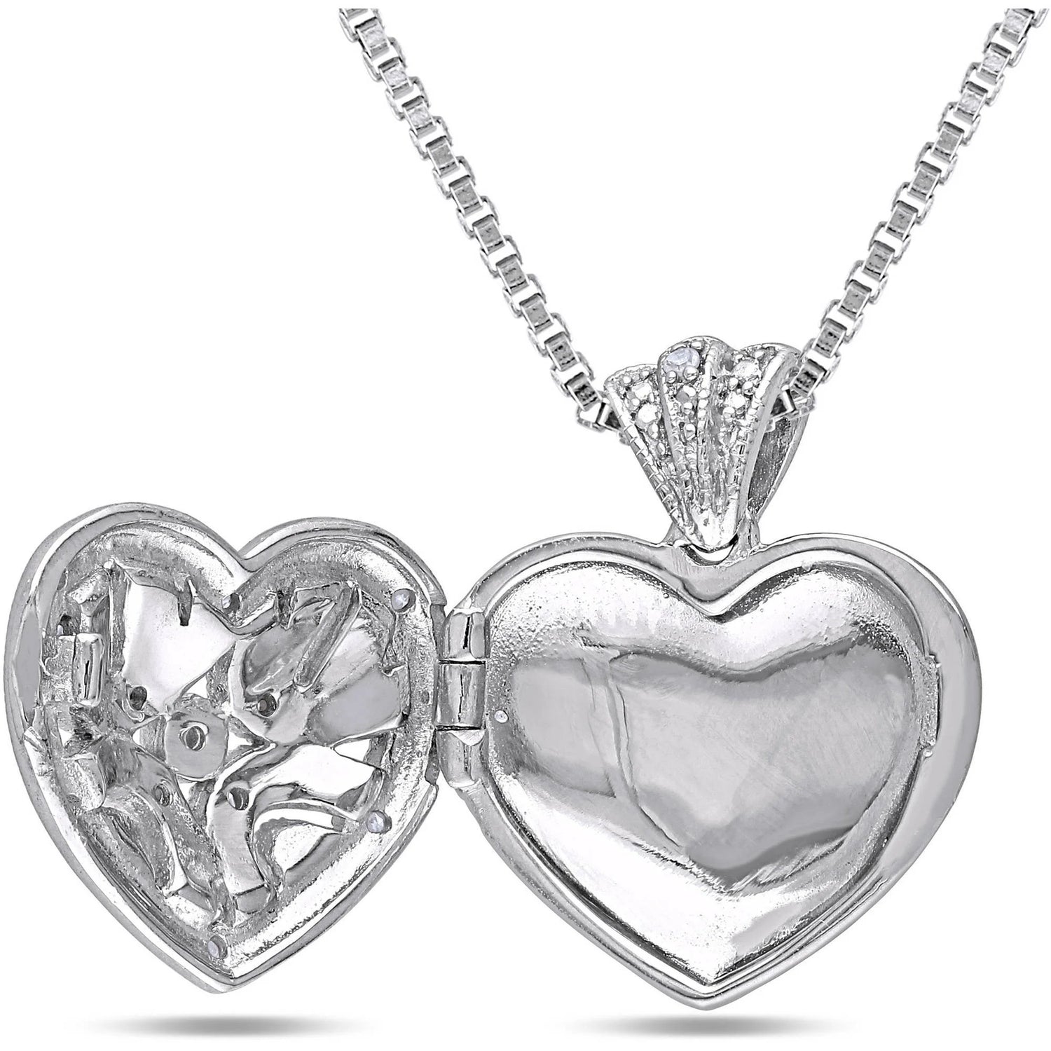 Women’s Diamond Sterling Silver Necklace – Elegant Sparkling Pendant Jewelry