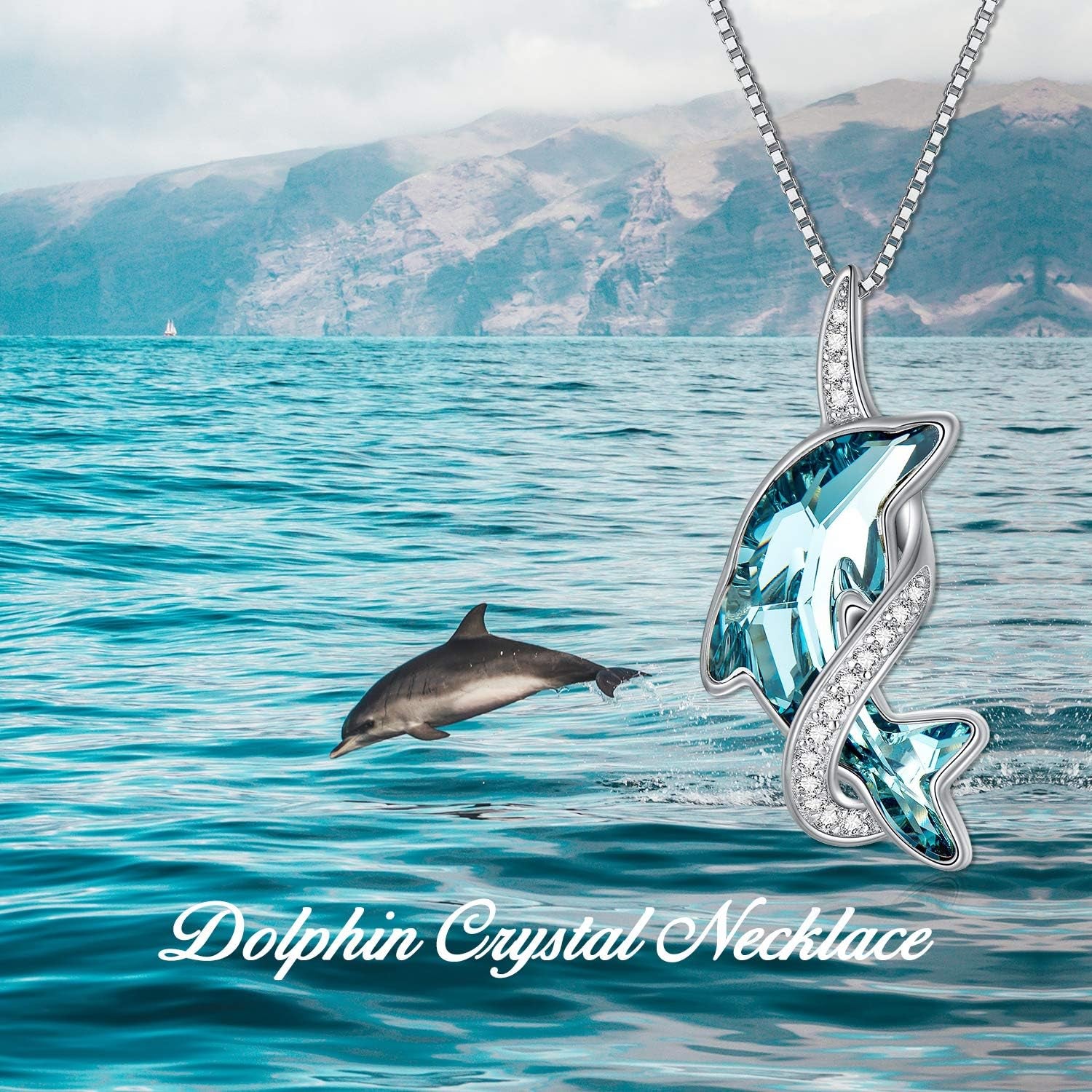 Sterling Silver Dolphin Crystal Pendant Necklace – Perfect Gift for Women