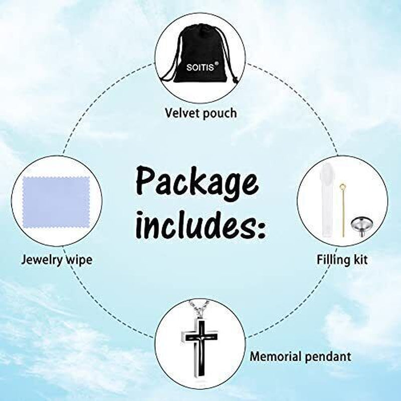 Cross Ashes Necklace – Cremation Memorial Jewelry for Human Ashes