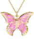 Enamel Ombré Butterfly Pendant Necklace – 18" 14K Gold