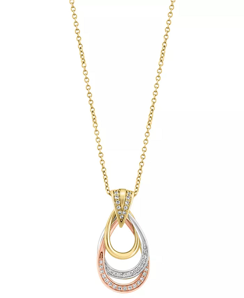 EFFY® Diamond Interlocking Open Drop Pendant Necklace – 1/6 Ct. T.W., 14K Tricolor Gold