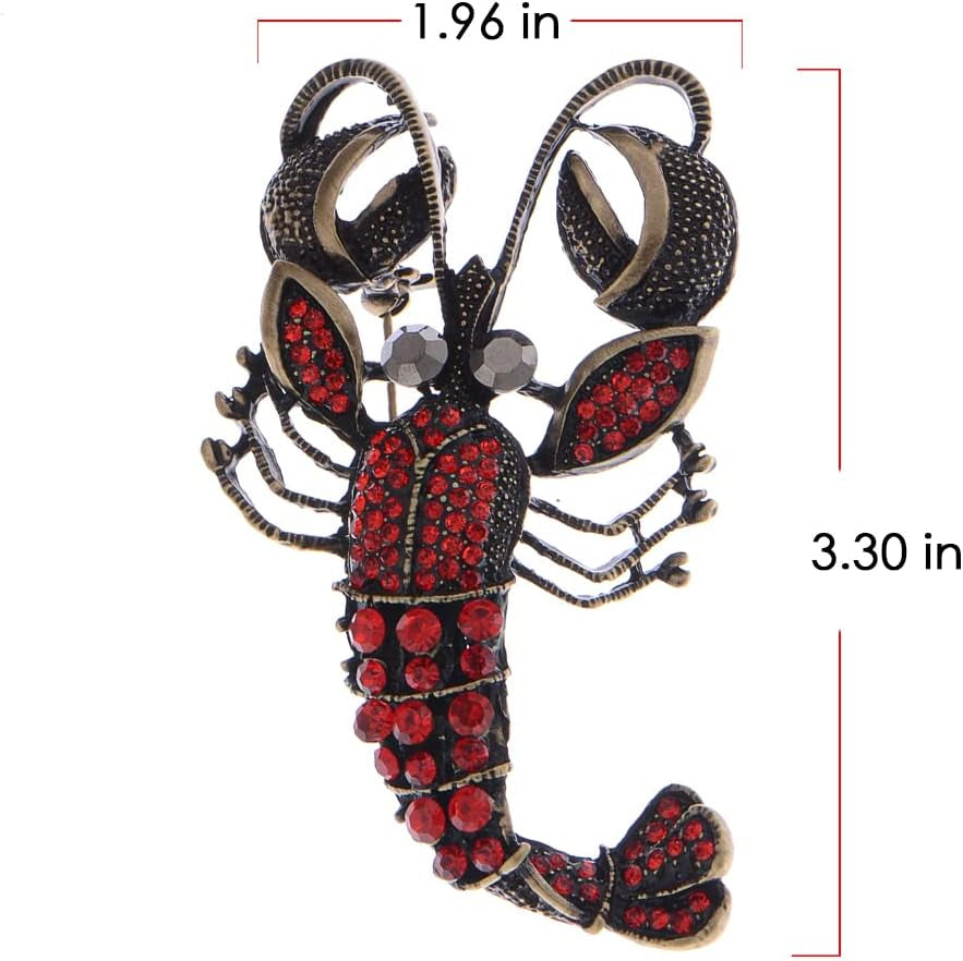 Vintage-Inspired Crystal Rhinestone Lobster Fashion Pin – Elegant Retro Brooch