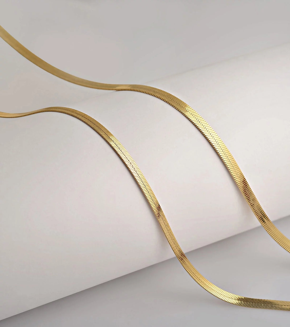 Gold Chain Necklace Collection – 14K Solid Yellow Gold Filled Herringbone &amp; Snake Chains for Women and Men, 4.0mm