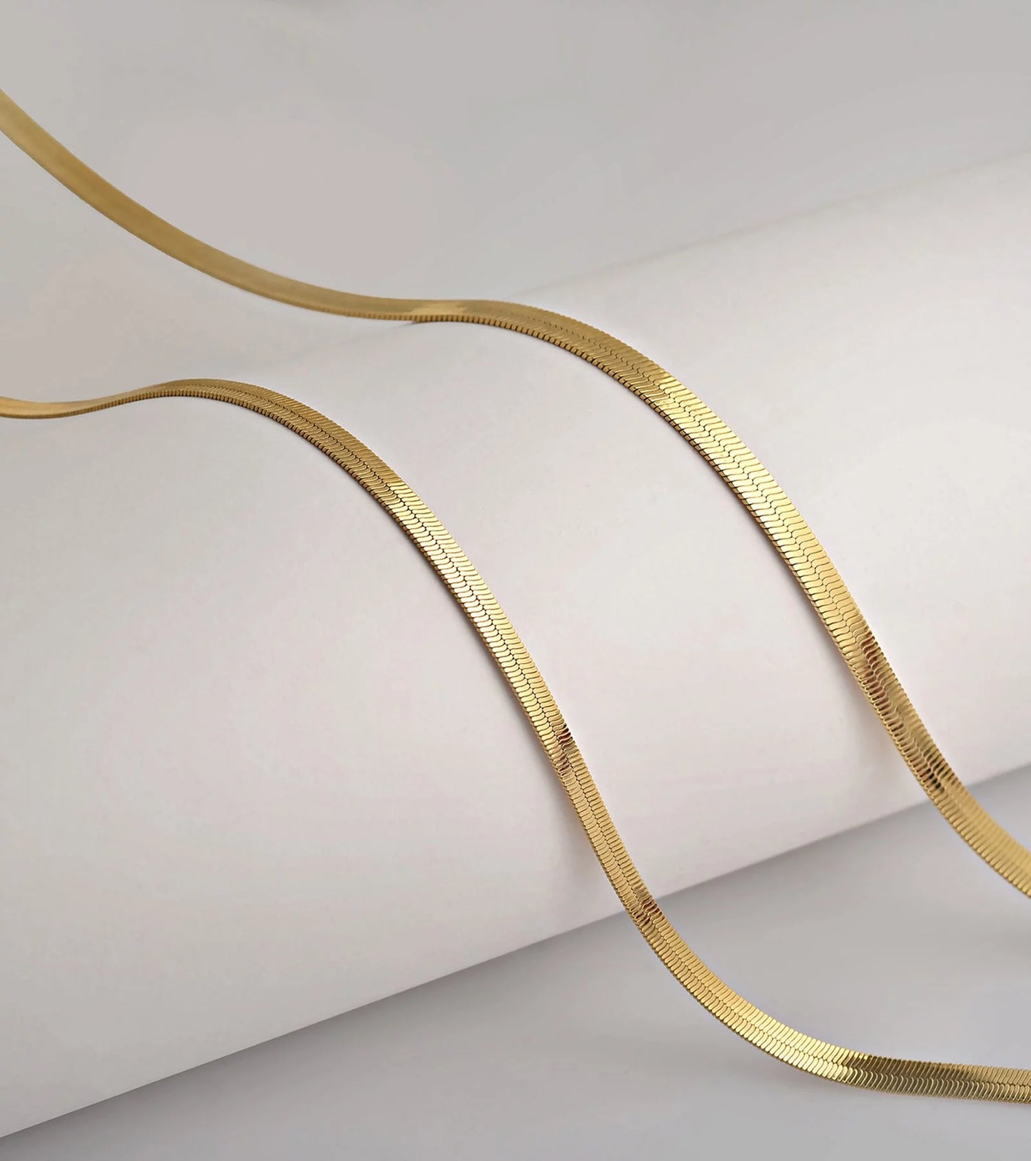 Gold Chain Necklace Collection – 14K Solid Yellow Gold Filled Herringbone &amp; Snake Chains for Women and Men, 4.0mm