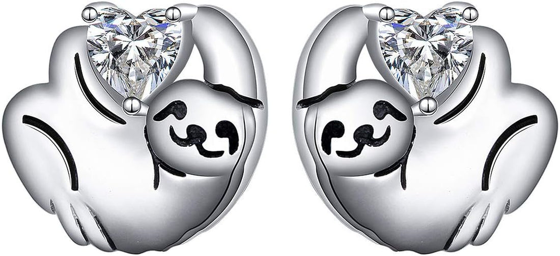925 Sterling Silver Cute Sloth Jewelry Set – Heart Earrings, Bracelet, Ring &amp; Pendant Necklace Gift for Women &amp; Teens