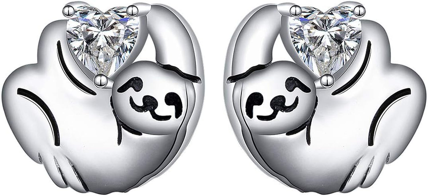 925 Sterling Silver Cute Sloth Jewelry Set – Heart Earrings, Bracelet, Ring &amp; Pendant Necklace Gift for Women &amp; Teens