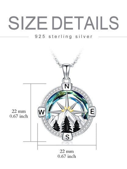 🧭 Mountain Compass Necklace – 925 Sterling Silver “I’d Be Lost Without You” Pendant Jewelry with Crystal | Birthday &amp; Anniversary Gifts for Women