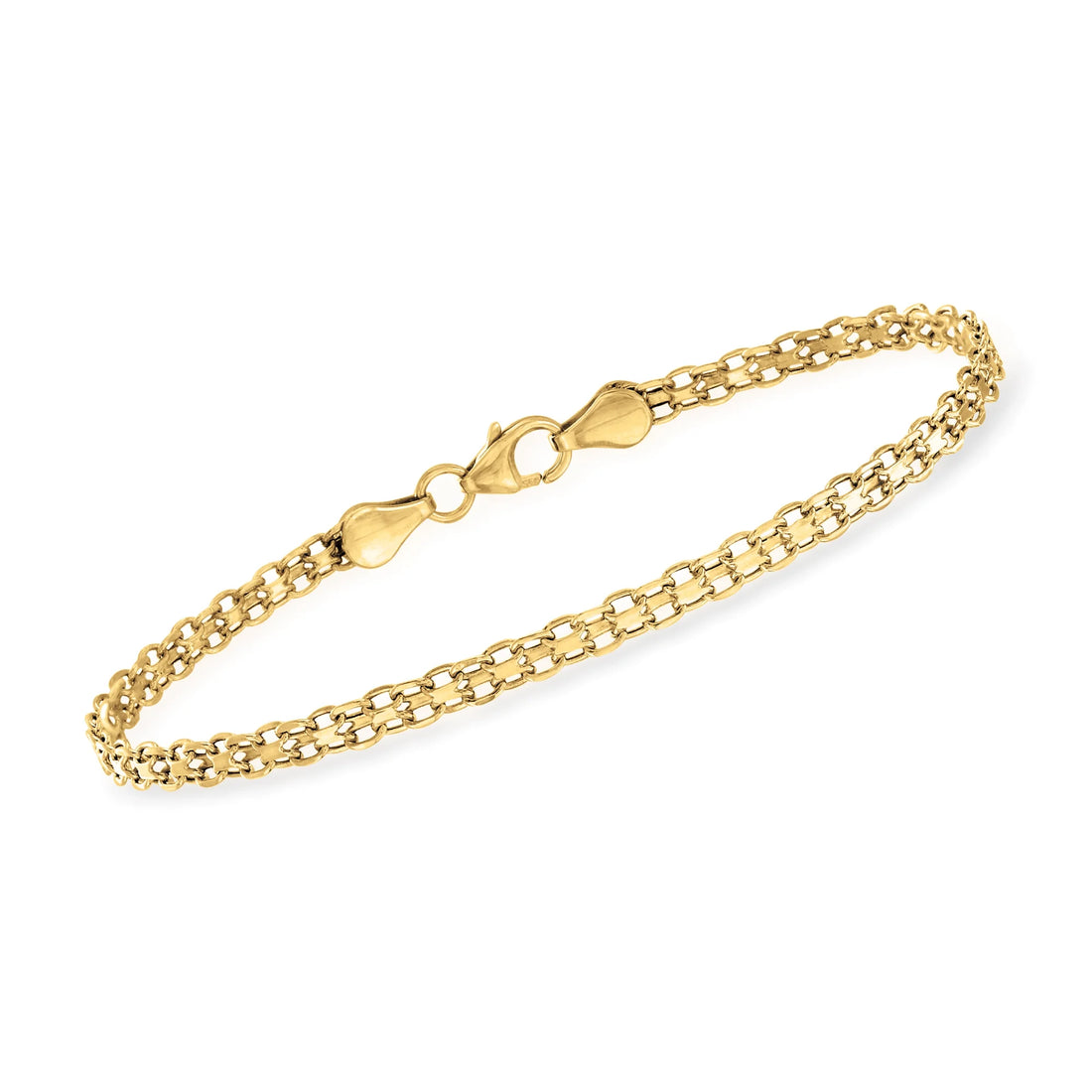 Pure Collection Italian 14K Yellow Gold Bismark-Link Bracelet for Women