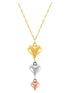10K Yellow, White & Pink Gold Puffed Heart Necklace – 18"