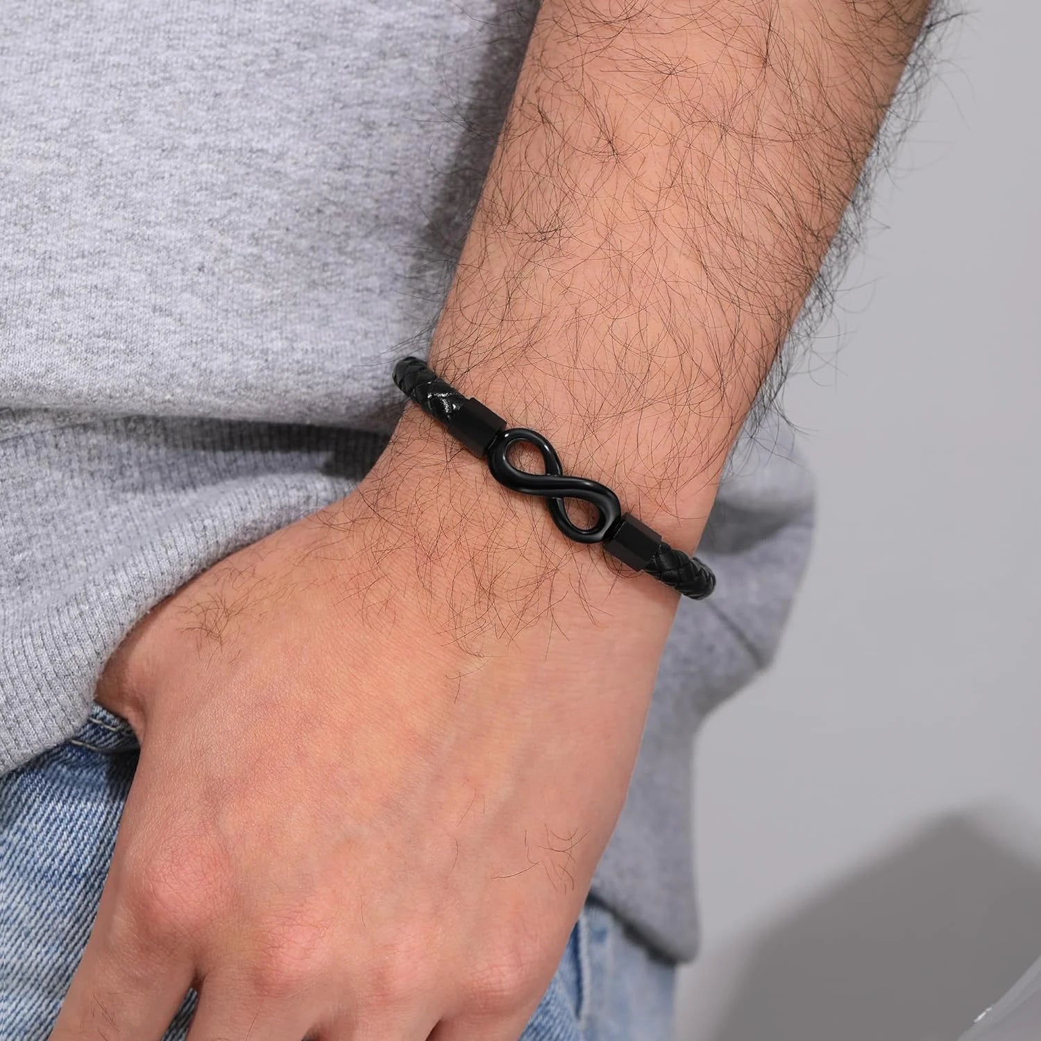 Leather Bracelet for Men &amp; Teens – Engraved Infinity Knot “Love You Forever” Gift for Son, Dad, Grandpa, Husband
