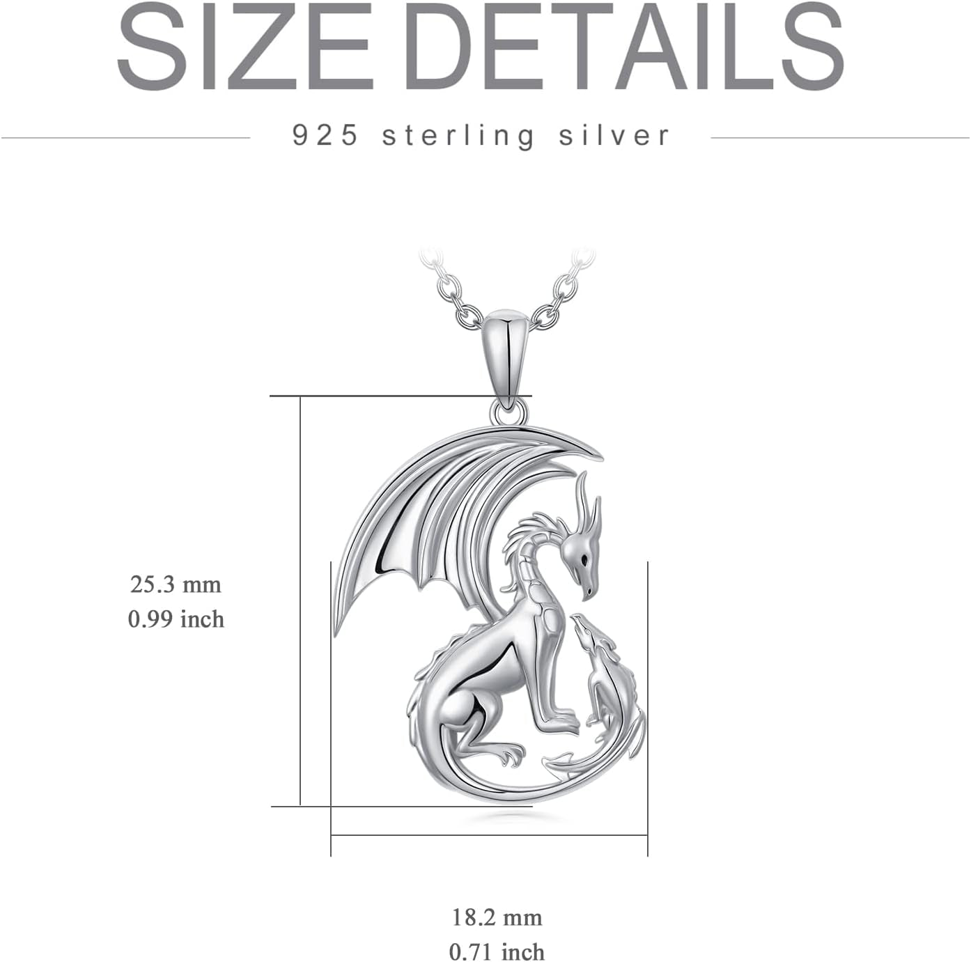 925 Sterling Silver Dragon Necklace – Cute Animal Jewelry Gift for Women &amp; Mothers