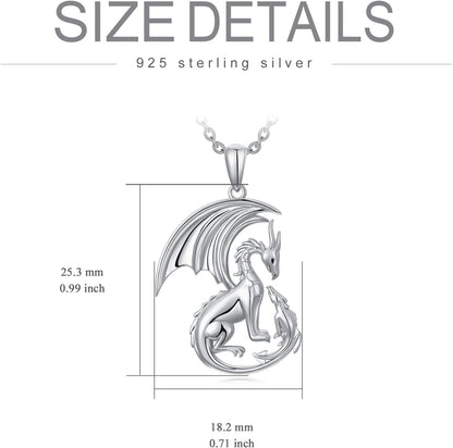 925 Sterling Silver Dragon Necklace – Cute Animal Jewelry Gift for Women &amp; Mothers