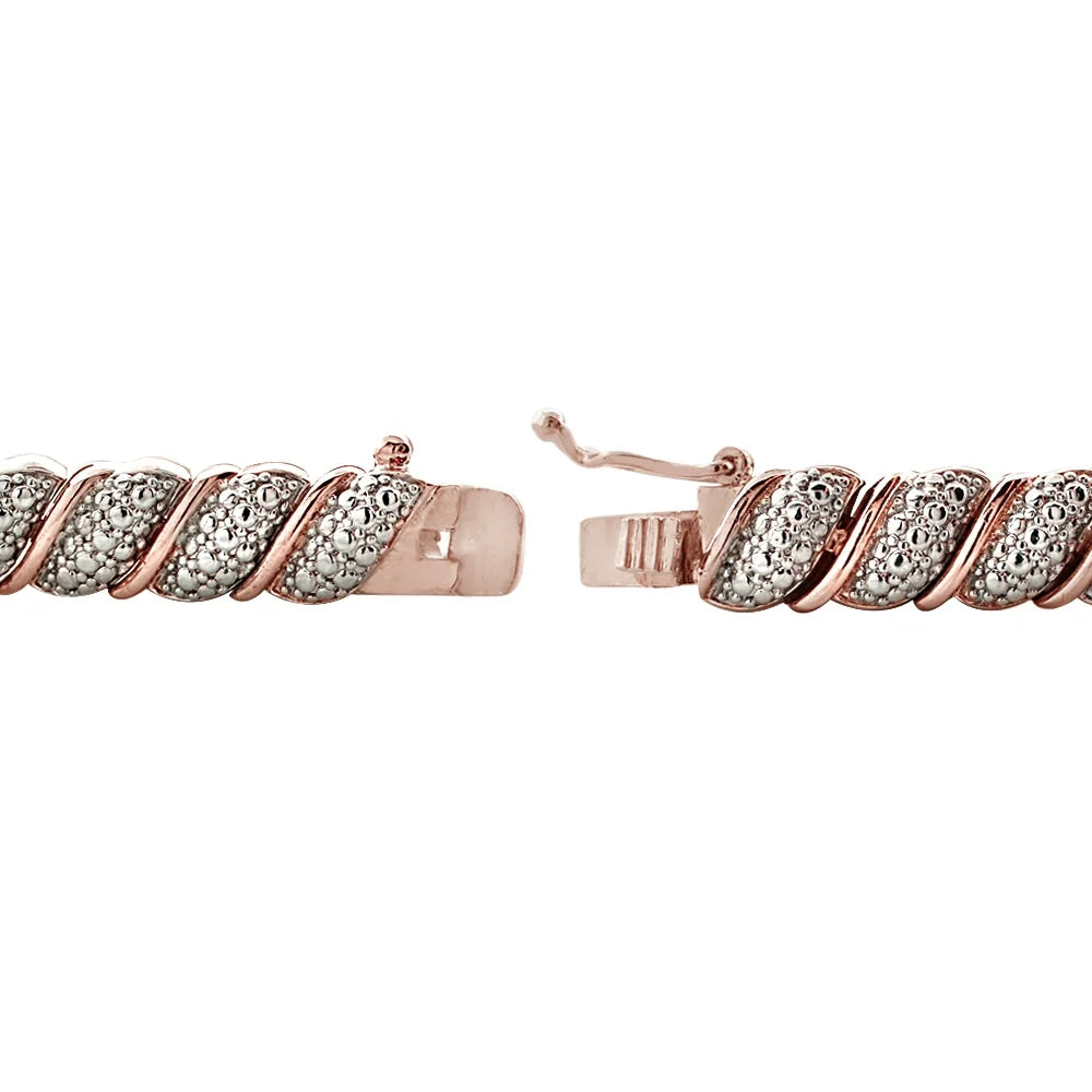 18K Rose Gold Plated 1Ct TDW Diamond Tennis Bracelet – Elegant Fancy Design