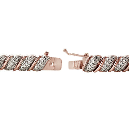 18K Rose Gold Plated 1Ct TDW Diamond Tennis Bracelet – Elegant Fancy Design