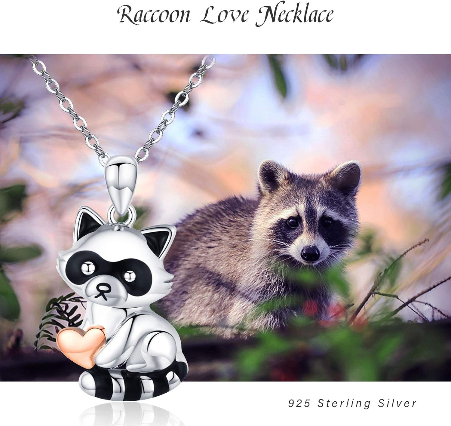 Sterling Silver Cardinal Necklace - Cute Raccoon Pendant Moss Agate Cardinal Raccoon Jewelry Gifts for Women