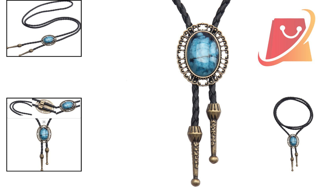 Western Leather Bolo Tie – Native American Style Adjustable Cowgirl Necklace