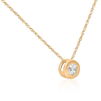 Pompeii 1/3 Ct Diamond Round Brilliant Cut Solitaire Pendant Necklace – 14K Yellow Gold