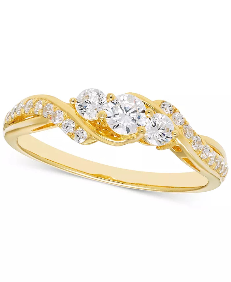 Diamond Three Stone Twist Engagement Ring (1/2 Ct. T.W.) in 14K Gold