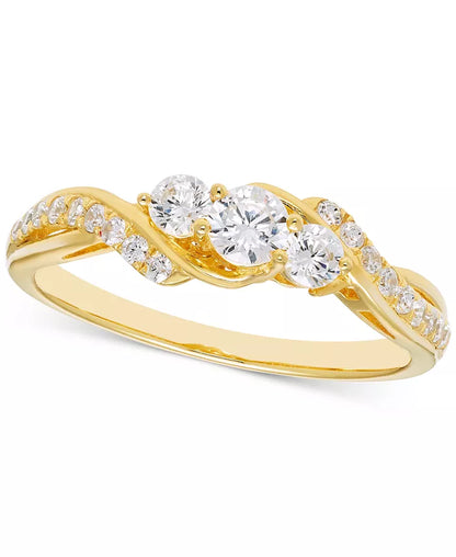Diamond Three Stone Twist Engagement Ring (1/2 Ct. T.W.) in 14K Gold