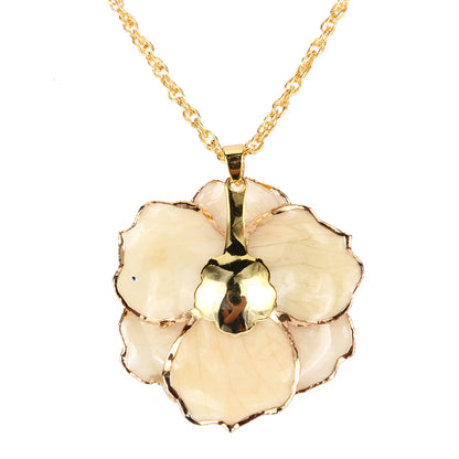 24K Gold-Dipped Real Rose Pendant Necklace – 30mm Golden Chain Flower Necklace in Gift Box for Mom &amp; Women